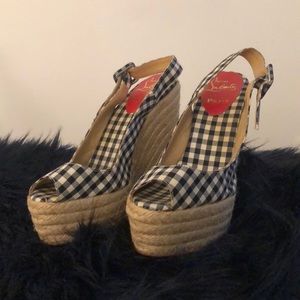 Christian Louboutin Wedges Plaid Like New